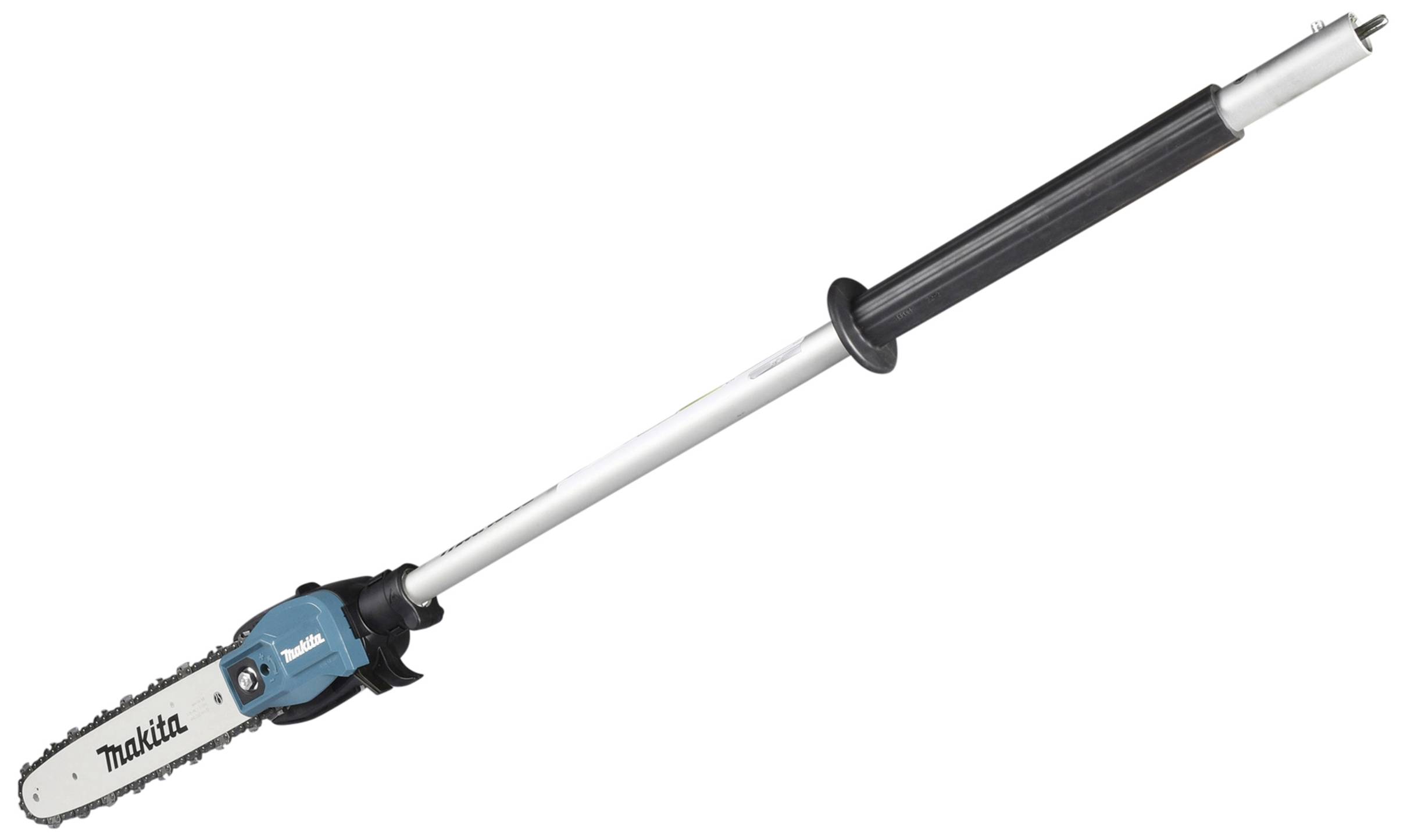 Telescopic Hedge Trimmer, brand 'Makita', with blue and black casing, extendable handle, suitable for high branches.