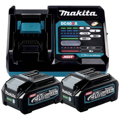 Pack 2 batteries BL4025 40V 2.5 Ah + chargeur DC40RA MAKITA
