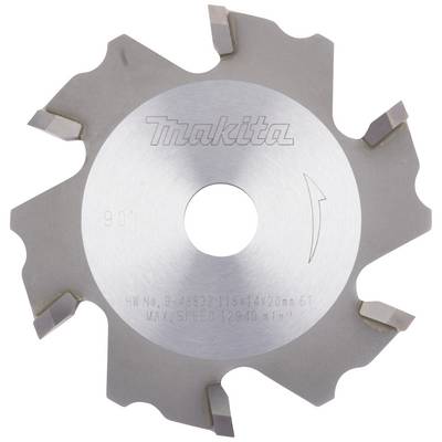 Circular saw blade with six teeth, engraved with 'Makita' and technical specifications: HW No. B-48832, maximum speed 12,940 rpm.