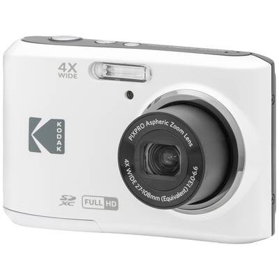 White digital camera with 4x wide-angle zoom and Full HD resolution.