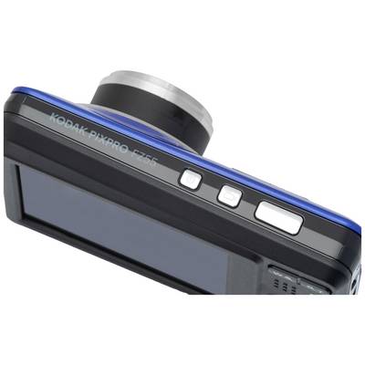 Digital camera 'Kodak Pixpro FZ55' in blue. Rear view showing display and controls.