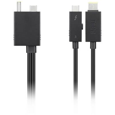 Three cables with different connectors: USB-C and rectangular plug with the inscription 'ThinkPad'.