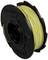 A black reel with a yellow cable, suitable for gardening or working with garden equipment.