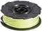 A black spool with yellow thread, suitable for a lawn strimmer.