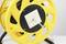 A yellow cable drum housing with a network cable plugged into a white socket mounted on the drum.