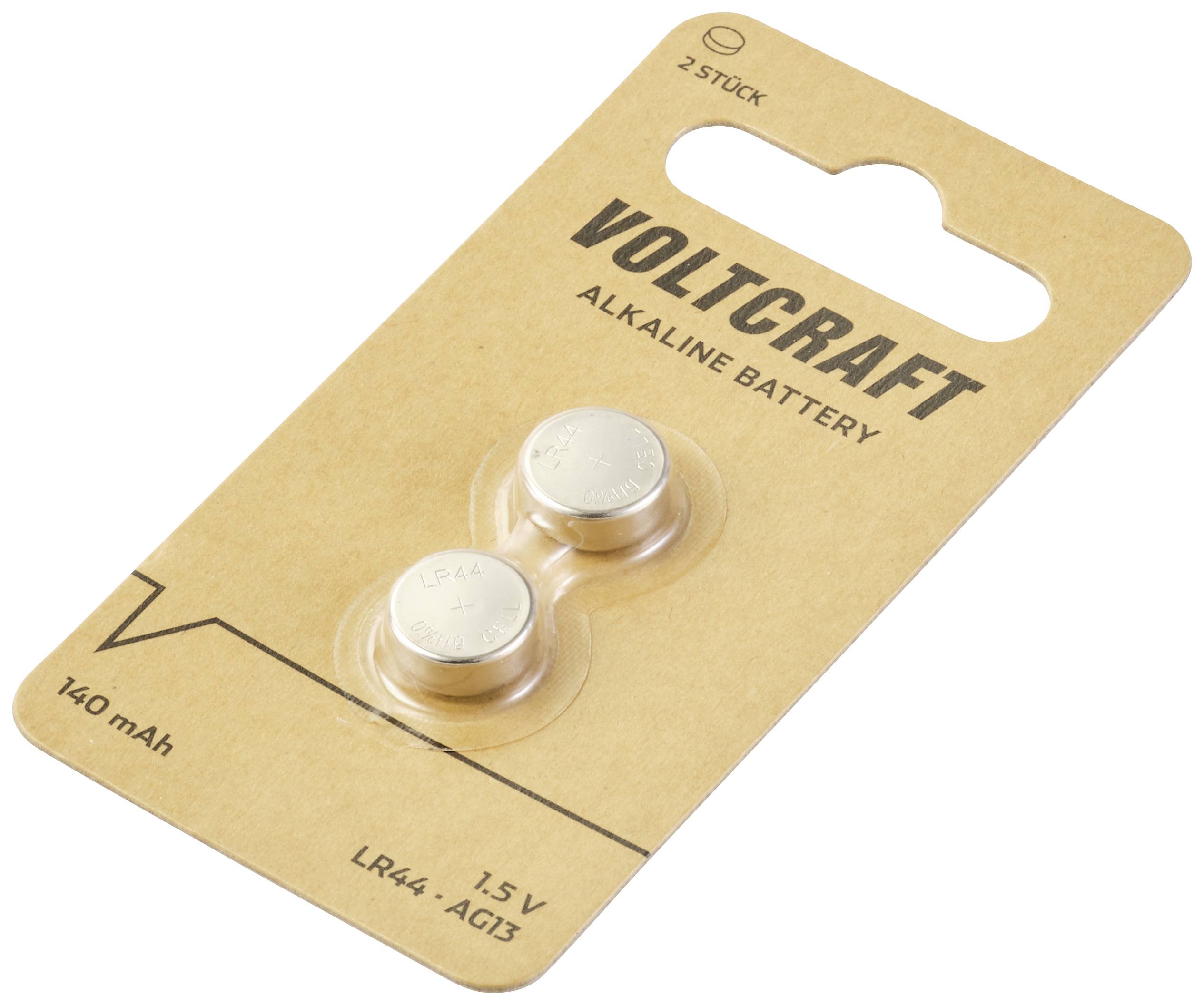 VOLTCRAFT Button cell LR44 1.5 V 2 pc(s) 140 mAh Alkali-manganese AG13 2x