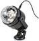 A black spotlight with a honeycomb lens and cable, mounted on an adjustable stand with a suction cup. Ideal for effect lighting.