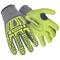 'Cut-resistant work gloves with grey fabric and hi-vis yellow rubber reinforcements for additional protection and improved visibility.'