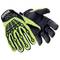 Two gloves in neon colours with a black pattern, offering protection and grip. Well-suited for manual work.