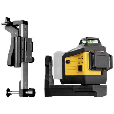 A yellow laser levelling device with a mount. The device has a green display on top. It is used for precise construction surveying.