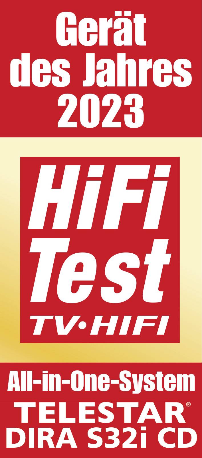 'Device of the Year 2023' Award for the 'All-in-One System TELESTAR DIRA S32i CD' by HiFi Test TV•HiFi.