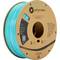 A reel of turquoise 3D printer filament by the brand 'Polymaker', model 'PolyLite ABS', packaged on a cardboard spool.