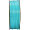 Spool with turquoise filament used for 3D printing.