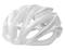 A white bicycle helmet with an aerodynamic design featuring ventilation openings. The helmet provides protection during cycling.
