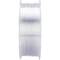 A spool of transparent 3D printer filament, standing upright, with clearly visible layers of the wound material.