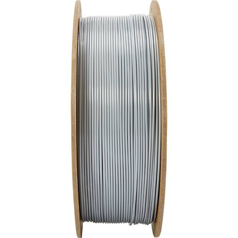 A coil of silver wire, tightly wound. The wire is used for electrical or craft purposes.
