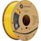 Yellow 3D printer filament reel by Polymaker, PolyLite PETG model, showing details of material, weight, and contact information.