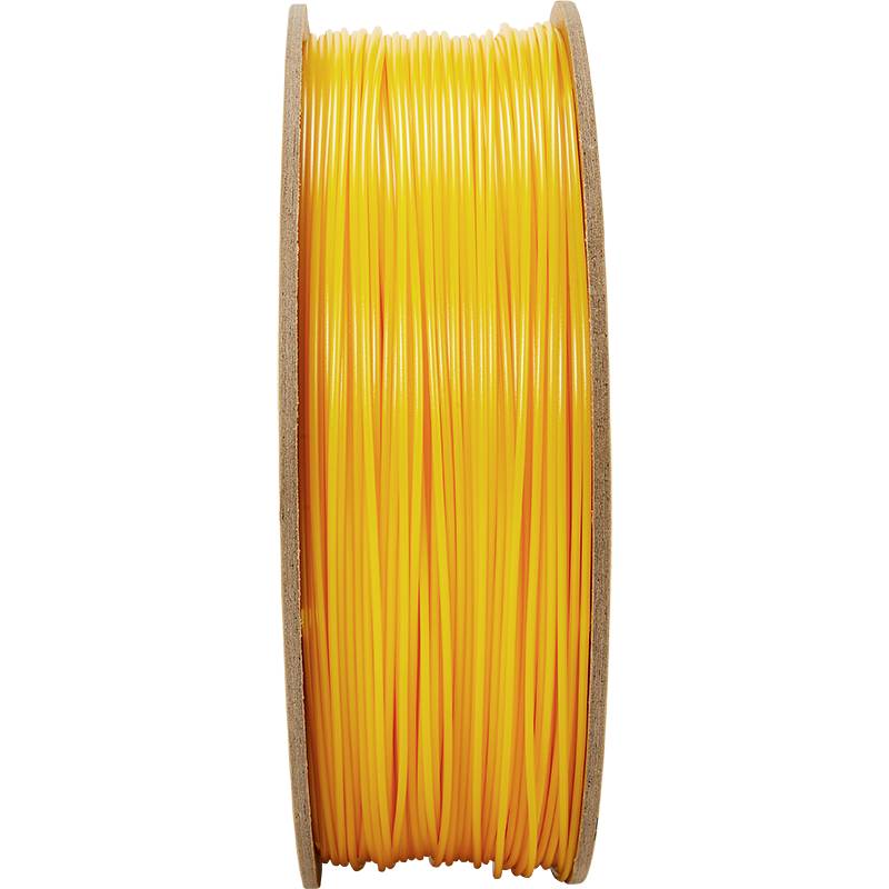 A yellow plastic spool with filament, perfect for 3D printers.