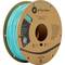 A spool of turquoise PLA filament from Polymaker, suitable for 3D printers. The packaging is made from recycled material.