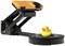 An orange 3D scanner is scanning a yellow rubber duck on a turntable.