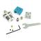 A 3D printer hotend kit with a heatsink assembly, nozzles and tools, including a spanner, for replacement or installation.