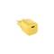 Yellow USB-C charger with compact design, suitable for fast charging, marked with a logo on the side.