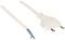 A detached white electrical plug and cable with exposed blue and brown wires, suitable for electrical installations.