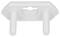 A white, rectangular plastic component with two upright pins and a central hole, potentially a mounting or fixing element.