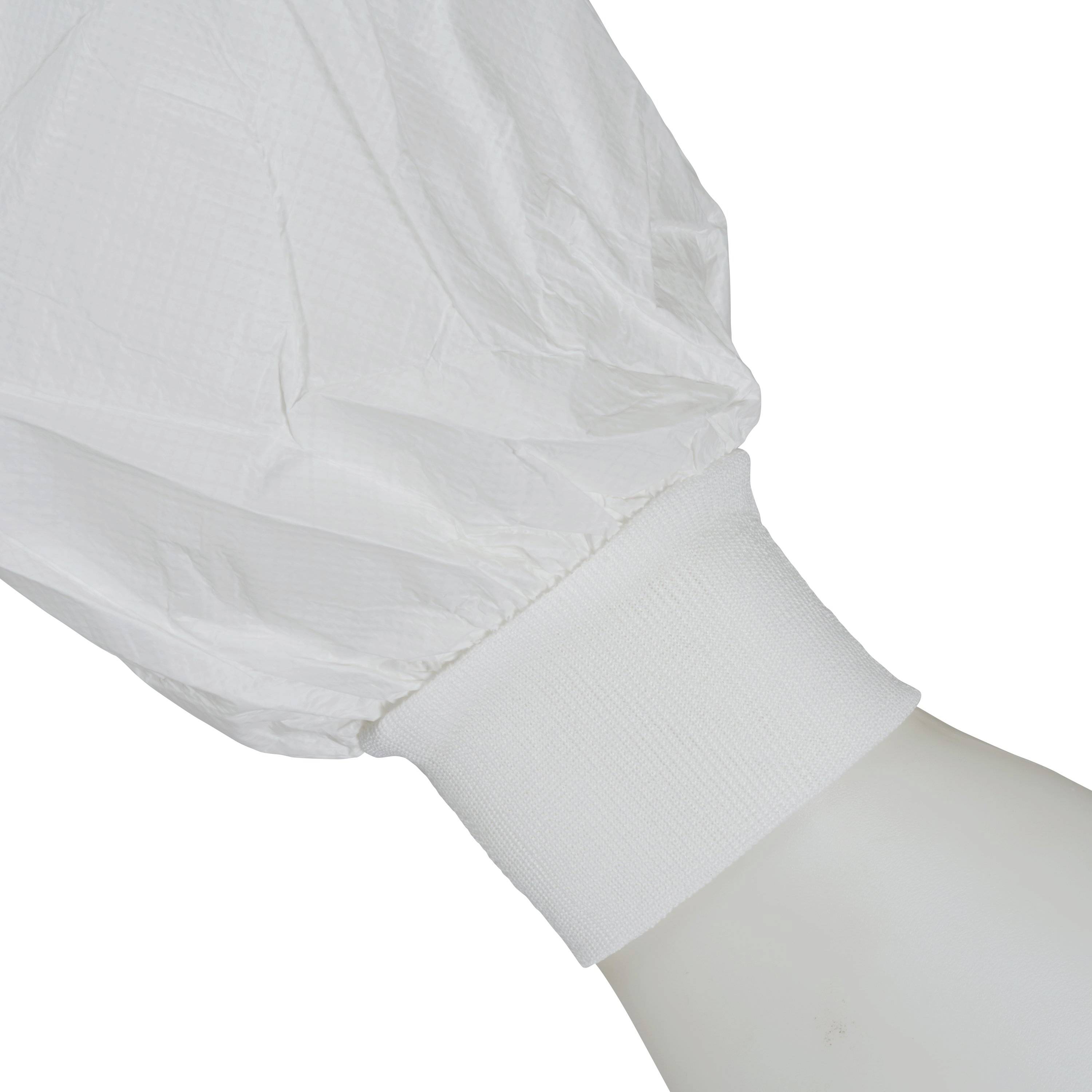 A white sleeve made of a smooth, lightweight fabric, ending in an elasticated cuff.