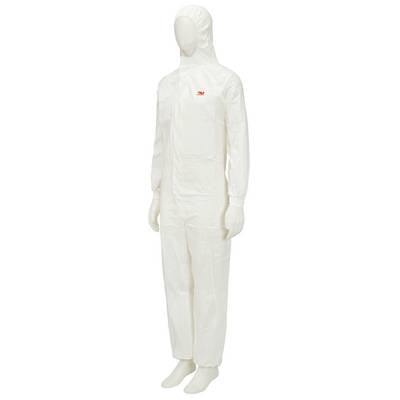 A white protective suit with a hood.