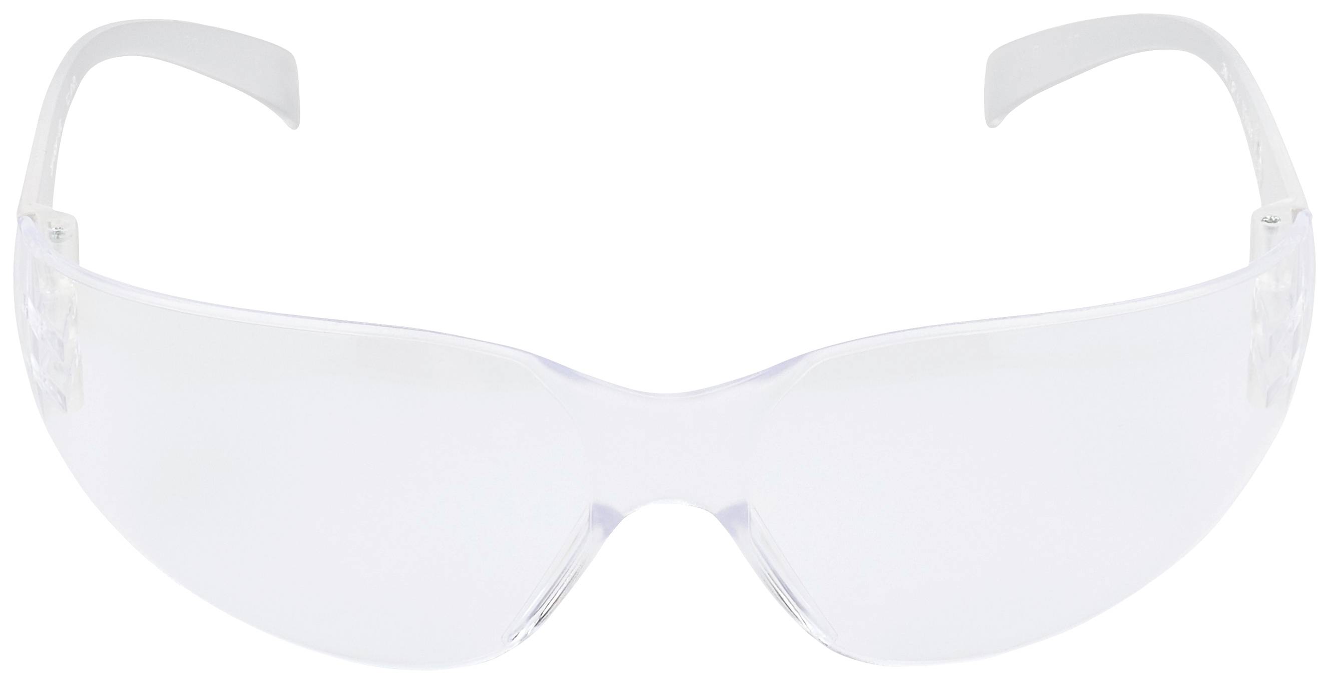 Safety glasses with clear lenses and white arms, suitable for workplace safety or DIY activities.