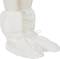 White, ankle-high, waterproof fabric overshoes that provide protection against dirt and liquids.