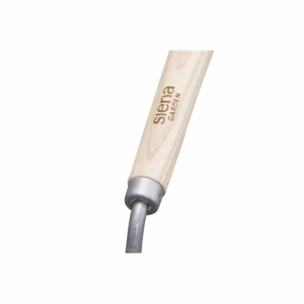 Wooden handle with the inscription 'Siena Garden'. At the end is a metal attachment, likely part of a tool.