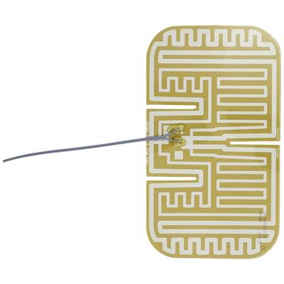 Copper foil on a rectangular surface with a labyrinthine pattern. A wire is connected at two points in the centre.