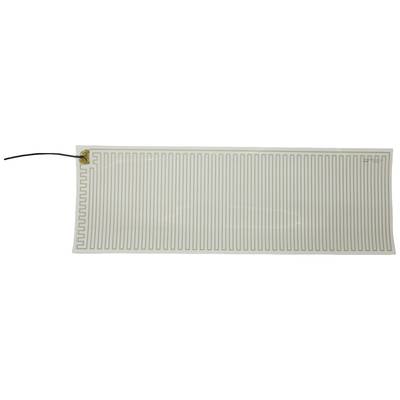 'A flexible heating film with a serpentine conductor path, connection cable on the left side.'