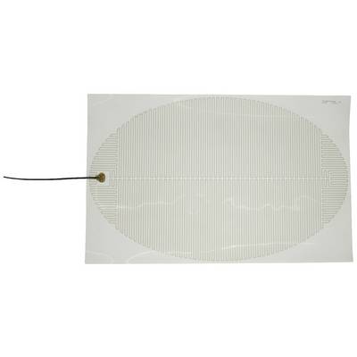 Oval heating cushion with thin heating strips and cable on the left side.