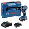 Bosch cordless drill driver set with charger, spare battery and transport case. Suitable for DIY and professional applications.