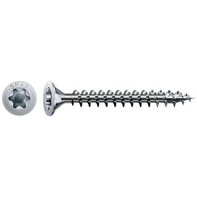 Metal cross-head screw, tapering to a point, silver-coloured.