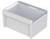 White plastic storage box with transparent lid.
