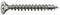 A silver chipboard screw with a cross-head and sharp threads lies horizontally on a white background.