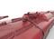 Top view of a red electric locomotive with pantograph and technical details visible, against a white background.