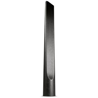 A black, slim, tall speaker cabinet with a smooth surface, standing upright.