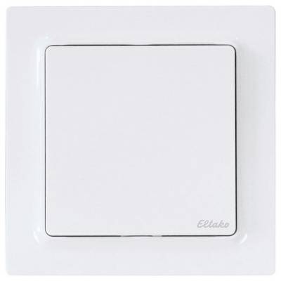 A simple, square light switch in white, mounted on a light-coloured wall.