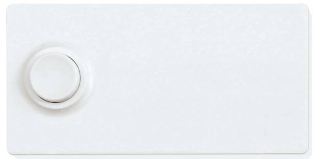 White light switch plate with a round, protruding rotary switch on the left.