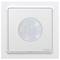 A square motion sensor with a round sensor in the centre, mounted in a white switch frame.