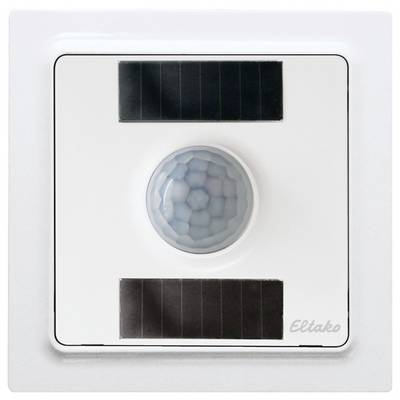 Motion sensor with two solar panels on a white background.