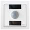 Motion sensor with two solar panels on a white background.