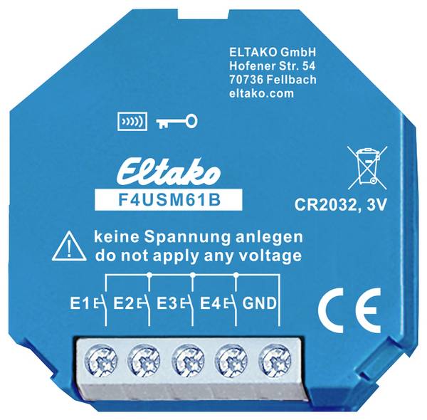 F4USM61B Eltako Wireless Transmitter Recess-mount Max. range (open field) 30 m