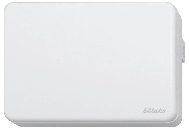 A rectangular, white casing with the 'Eltako' logo in the lower corner.