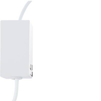 A rectangular, white electrical device with a cable. It appears to be a charger or power adapter, without any visible brand markings.